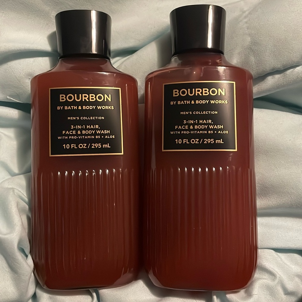 2 NEW - Men’s Bath and Body works BOURBON (3-in-1) hair face & body wash!